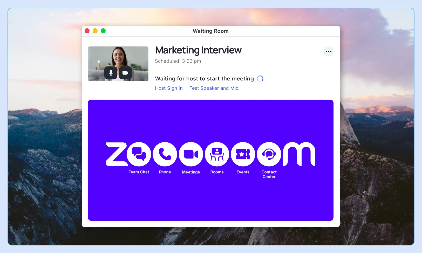  Zoom 화면에서 회의 시작을 기다리는 모습